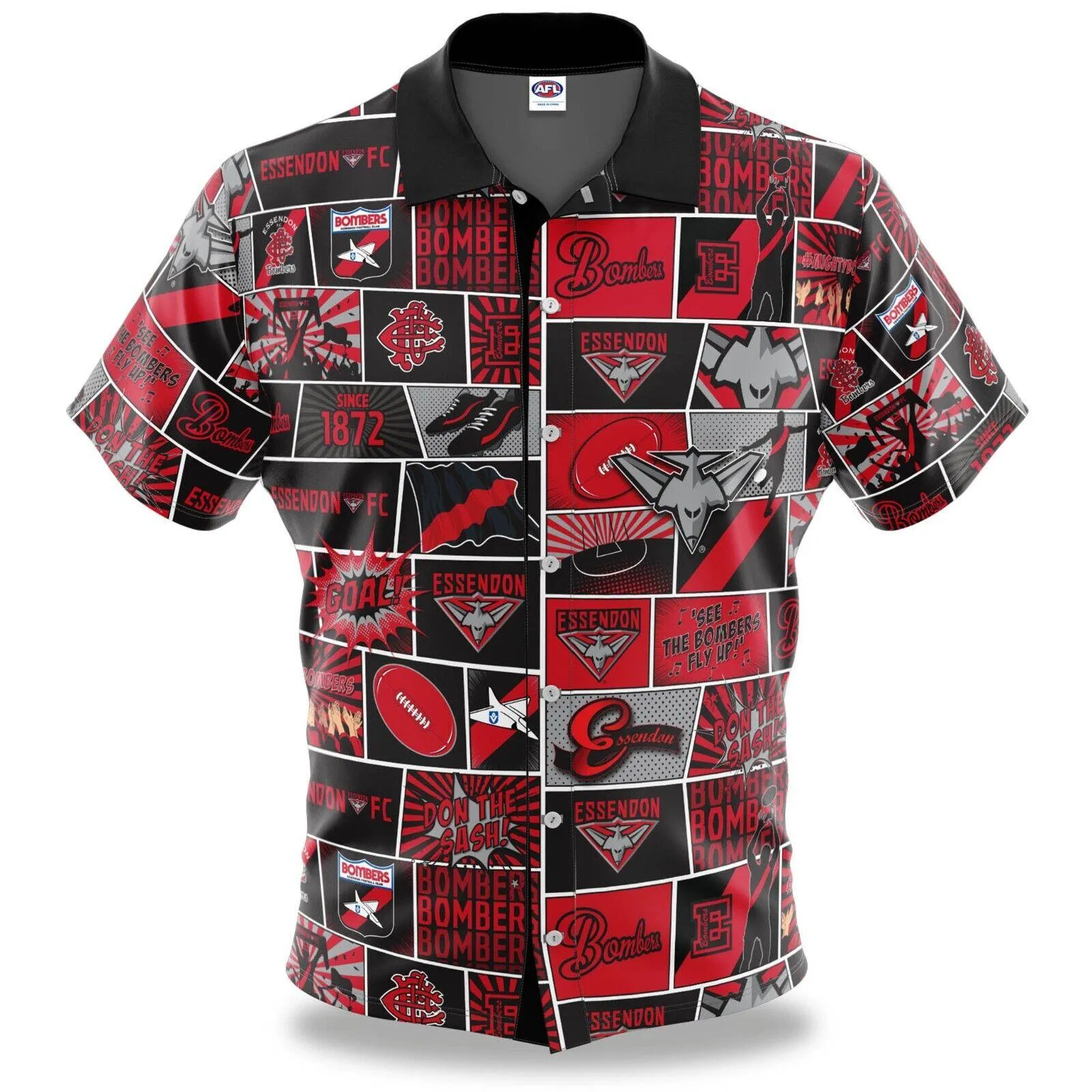 AFL Fanatics Button Up Polo Shirt - Essendon Bombers - Aussie Rules