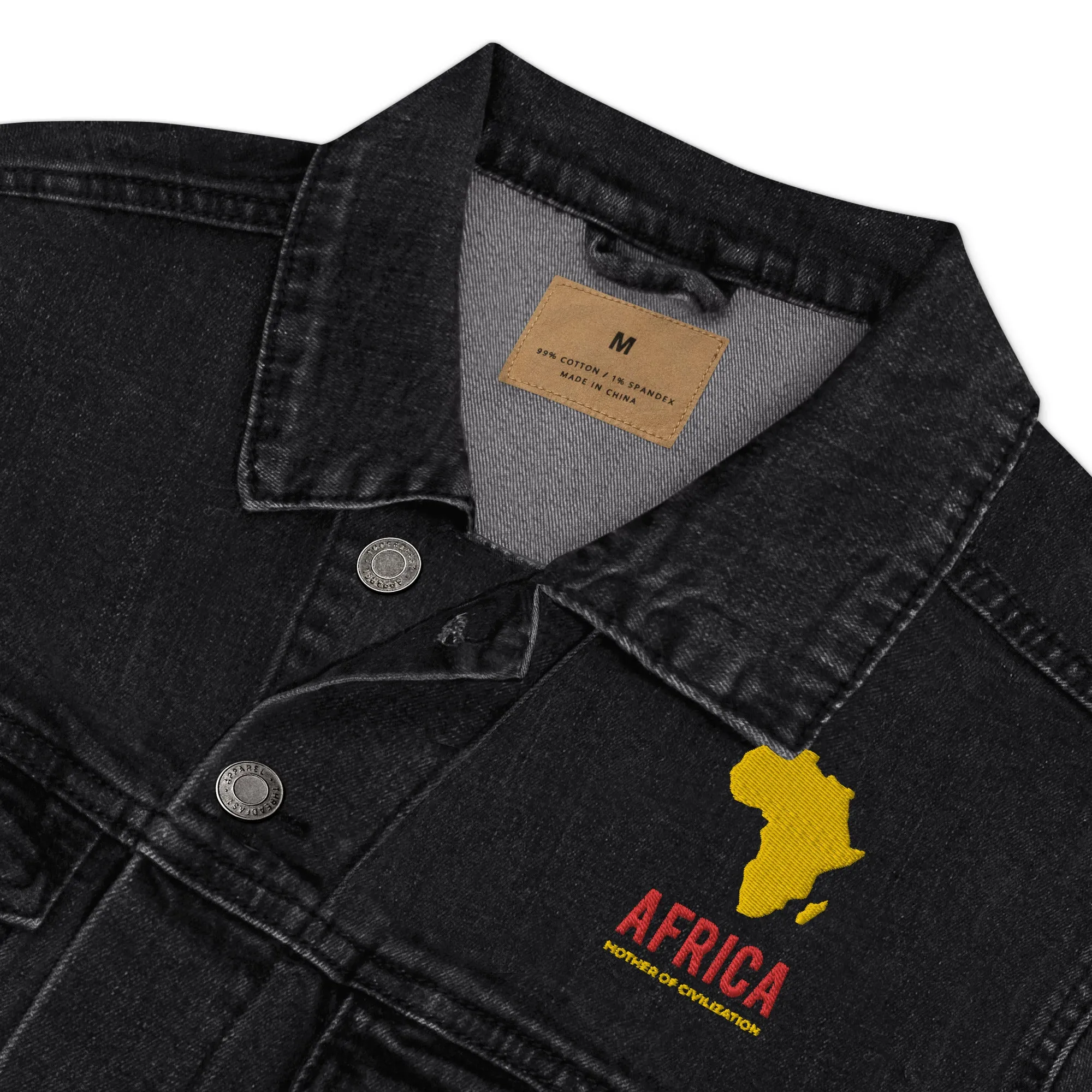 AFRICA - MOTHER OF CIVILIZATION Unisex Denim Jacket (Black)