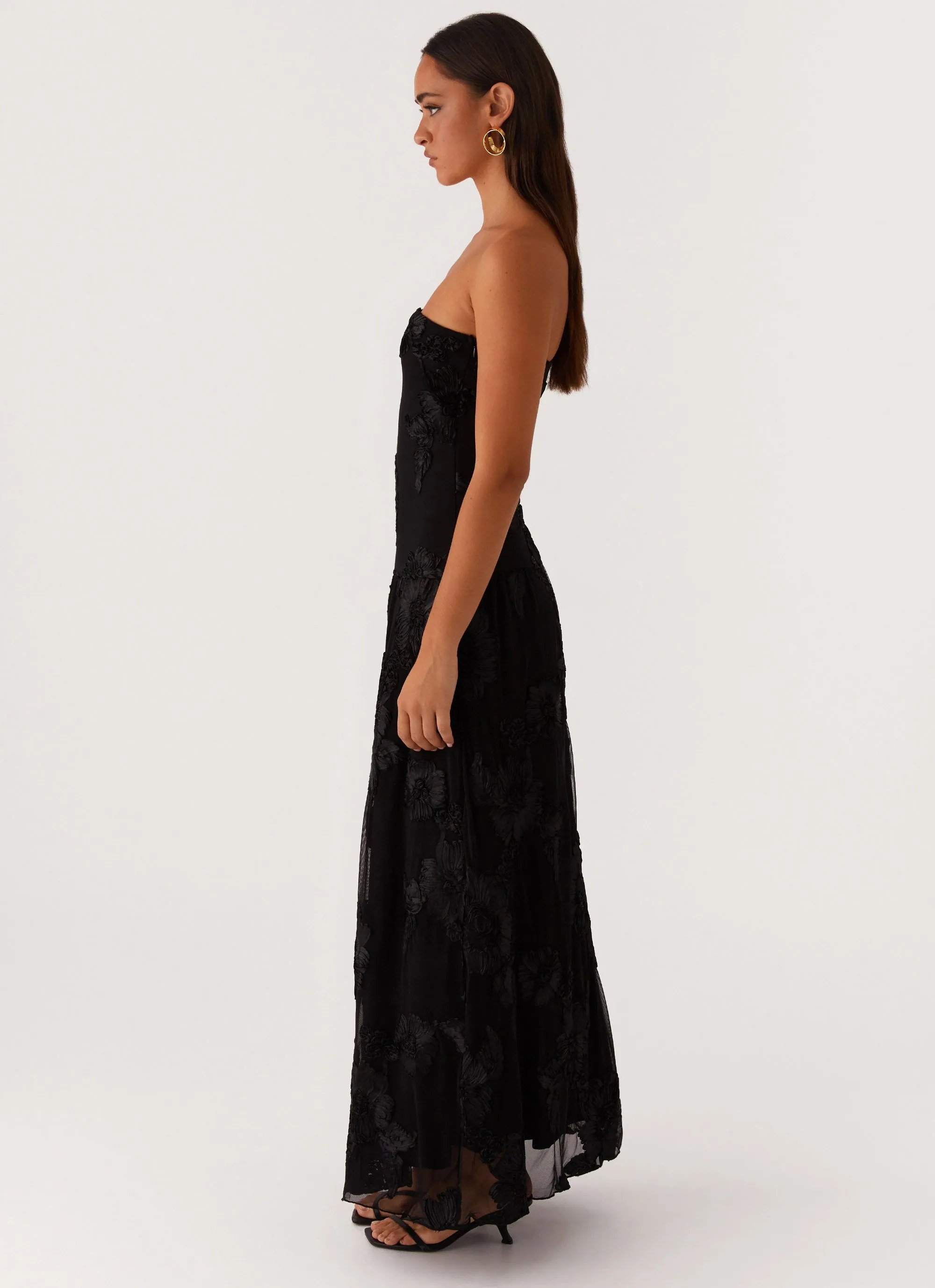 Structured-Shape Fall Tone After Light Maxi Dress - Black