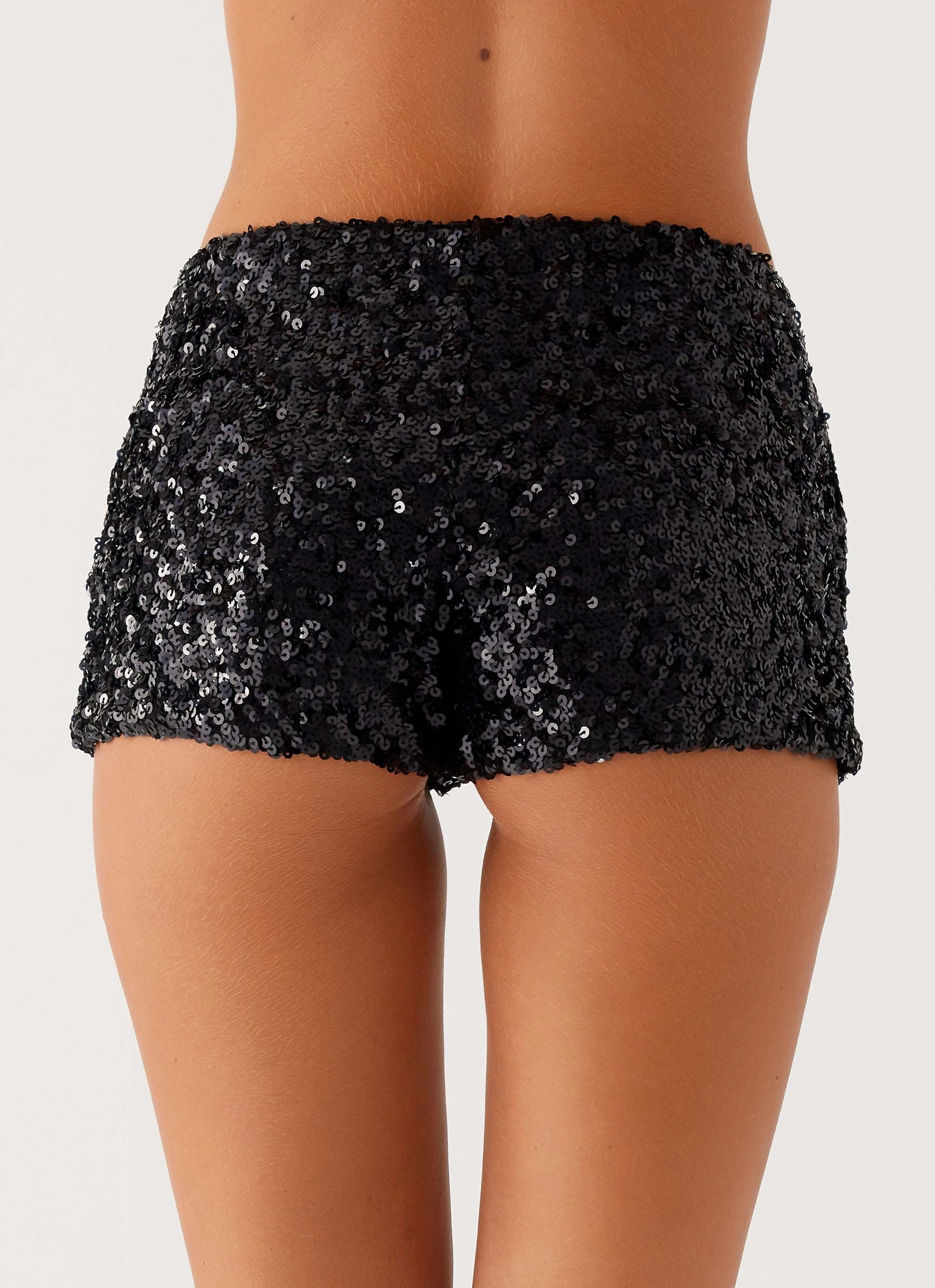 After Midnight Low Rise Sequin Mini Shorts - Black Clean Fit Cozy Movement