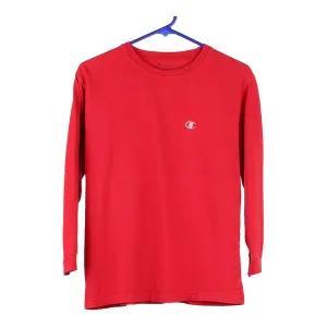 Age 10-12 Champion Long Sleeve T-Shirt - Large Red Cotton