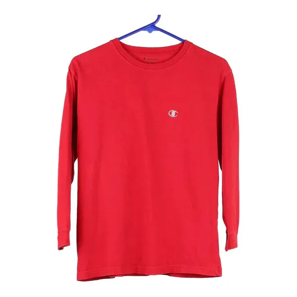 Age 10-12 Champion Long Sleeve T-Shirt - Large Red Cotton