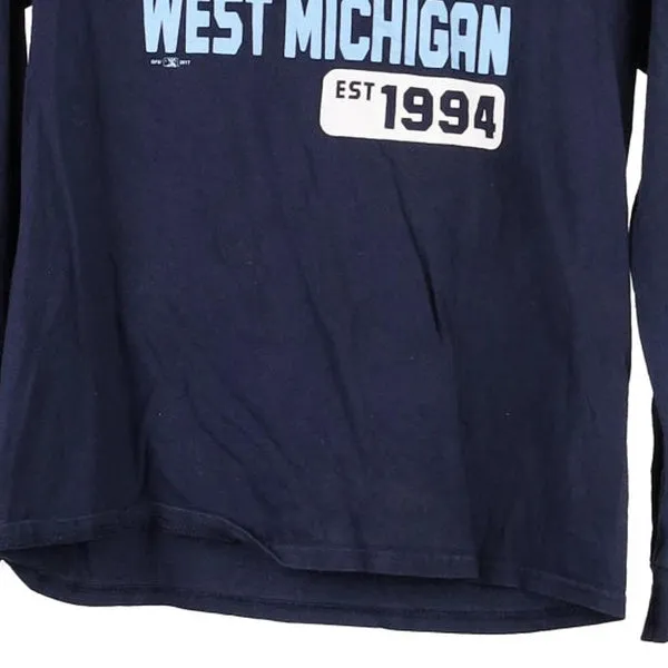 Age 10-12 White Caps West Michigan Champion Long Sleeve T-Shirt - Large Navy Cotton Blend
