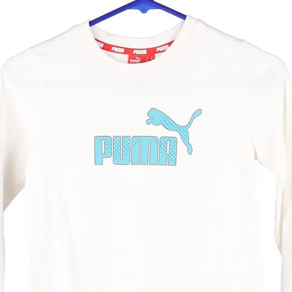 Age 6-7 Puma Long Sleeve T-Shirt - Small White Cotton