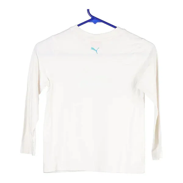 Age 6-7 Puma Long Sleeve T-Shirt - Small White Cotton
