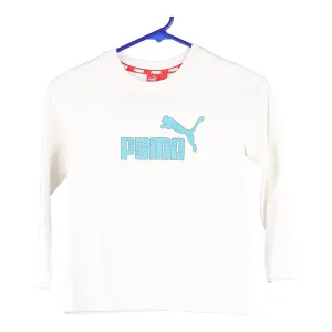 Age 6-7 Puma Long Sleeve T-Shirt - Small White Cotton
