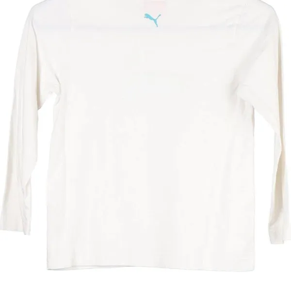 Age 6-7 Puma Long Sleeve T-Shirt - Small White Cotton