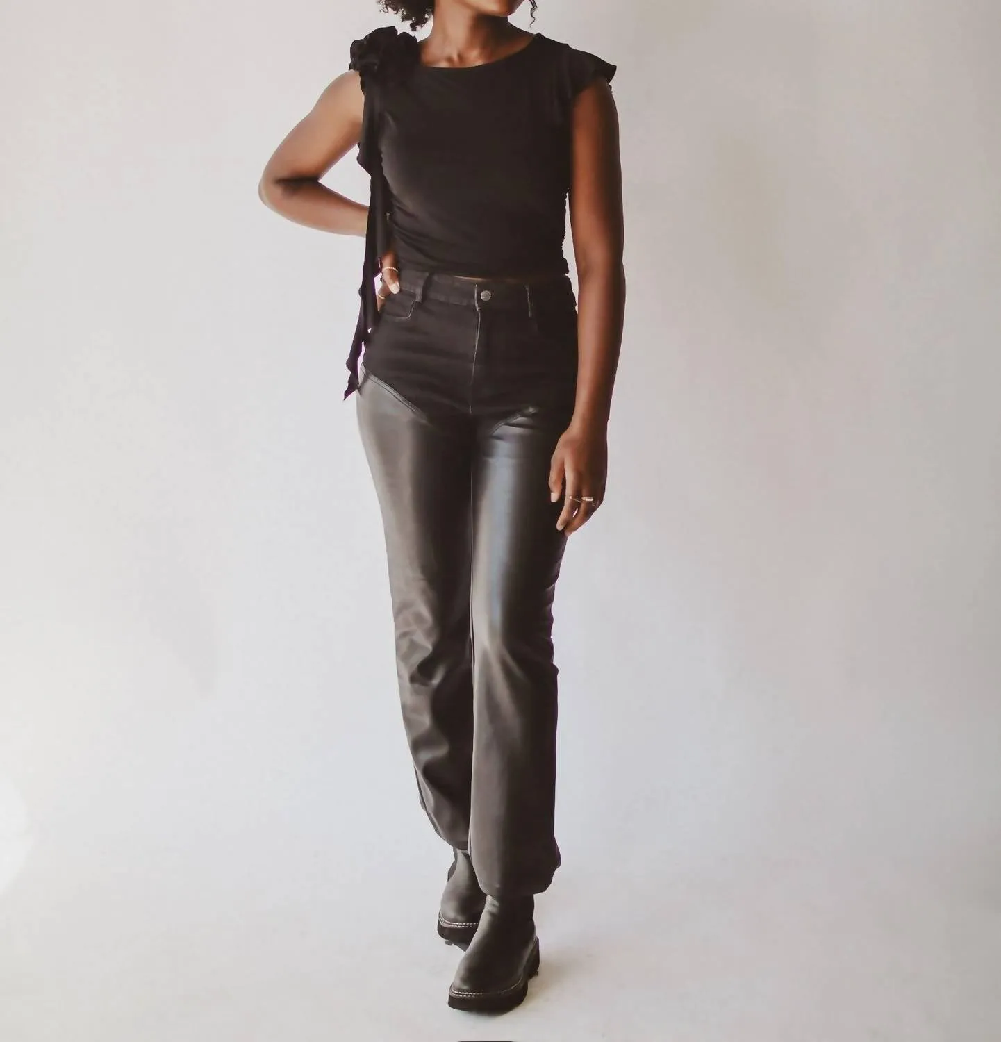 'agolde' Leather Pant In Black
