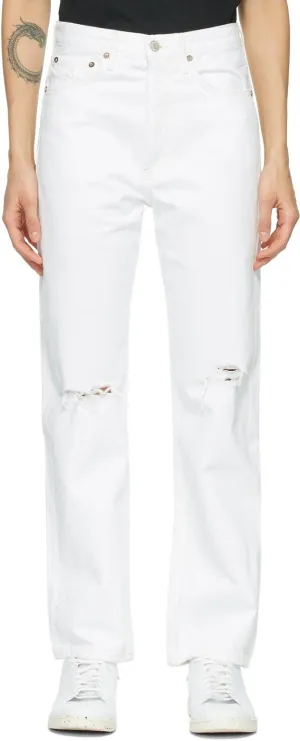 AGOLDE White 90s Mid-Rise Loose-Fit Jeans
