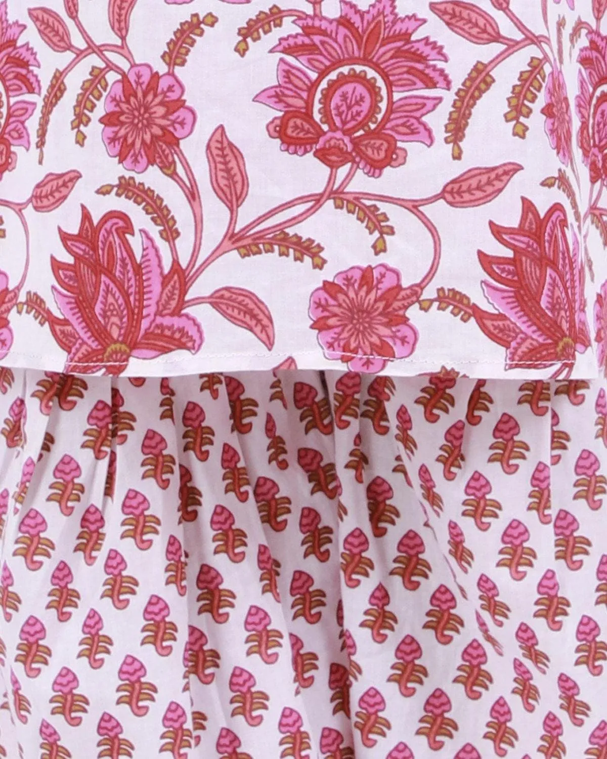 Ahhaaaa Cotton Floral Print Sleeveless Kurti-Sharara Set for Girls
