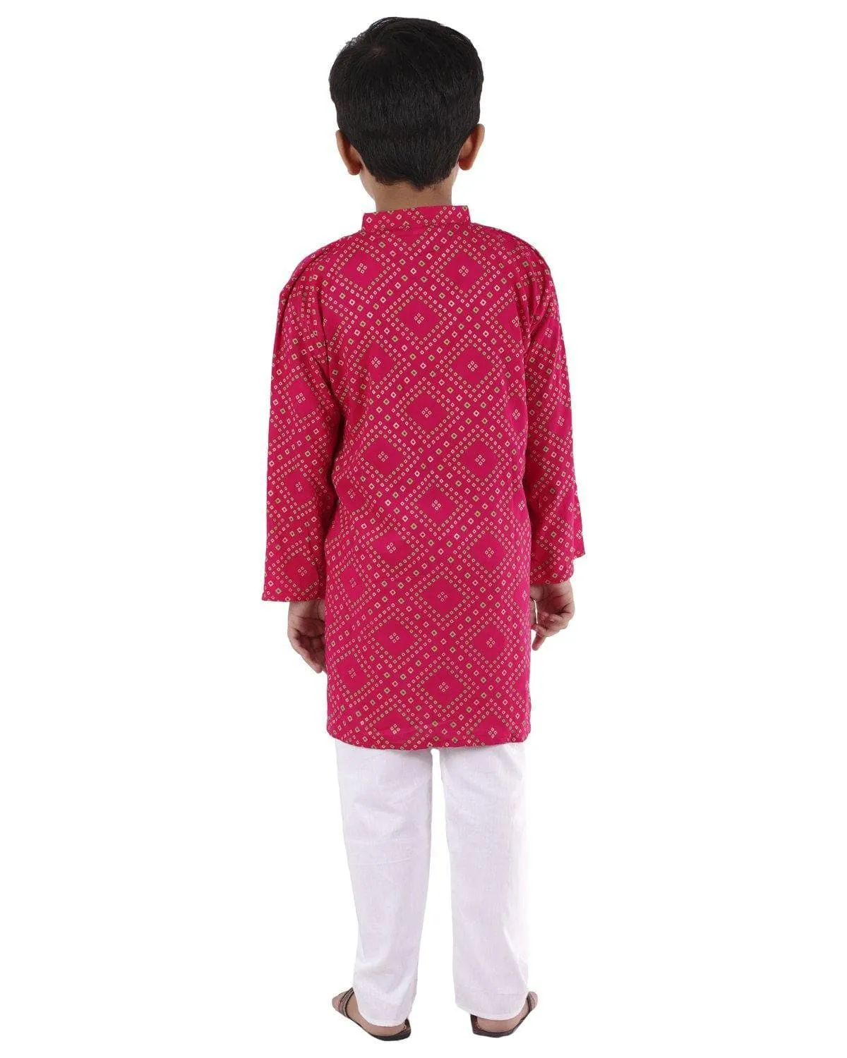 Ahhaaaa Kids Ethnic Cotton Bandhani Printed Kurta Pajama Set For Boys