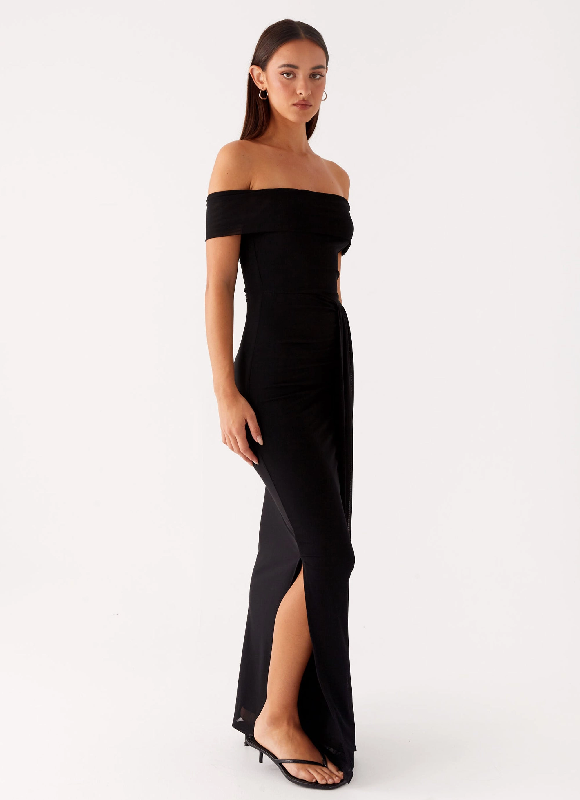 Neutral Tones Sheer-Overlay Aileen Maxi Dress - Black