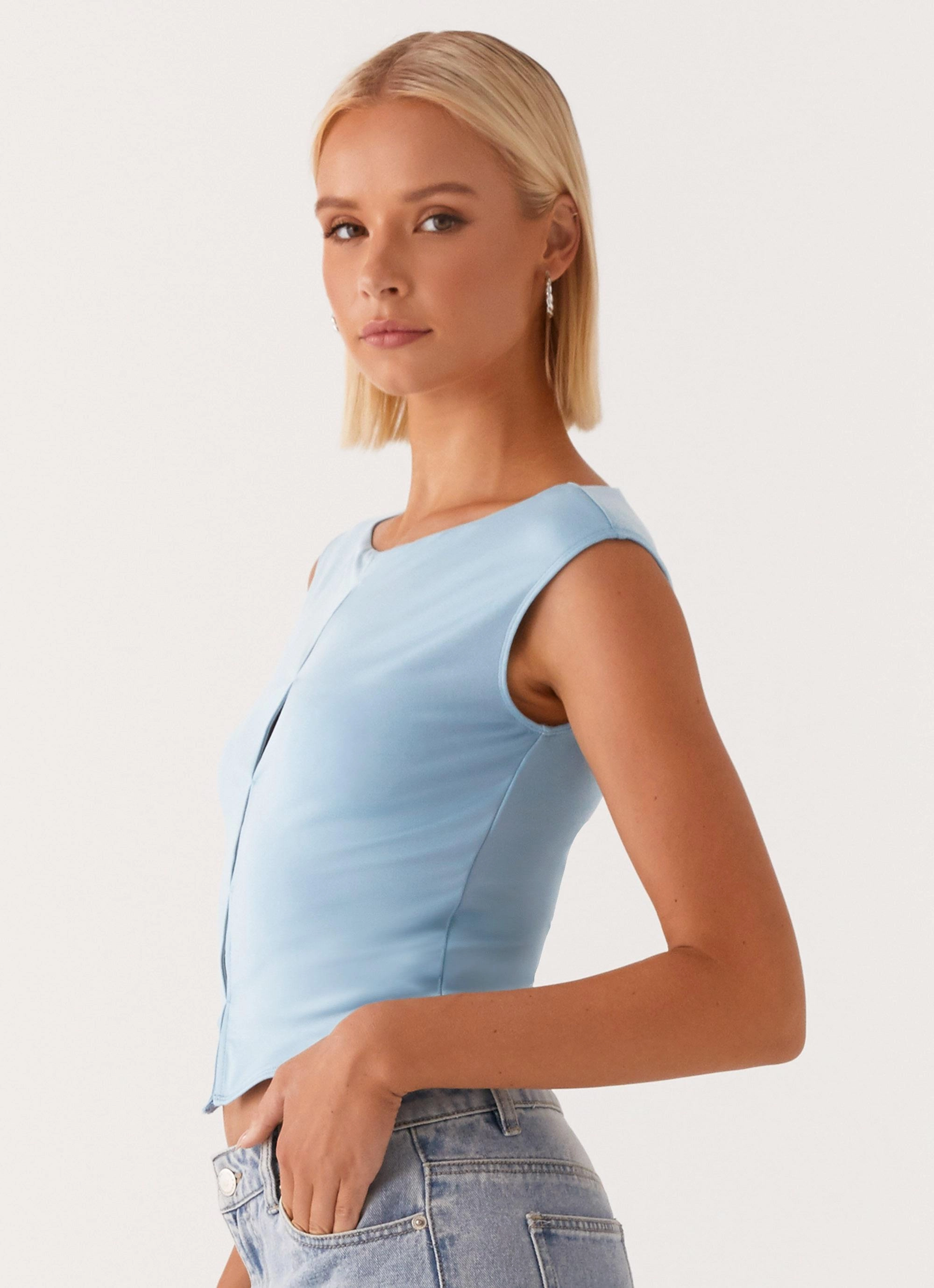 Comfortable Look Ally Top - Baby Blue