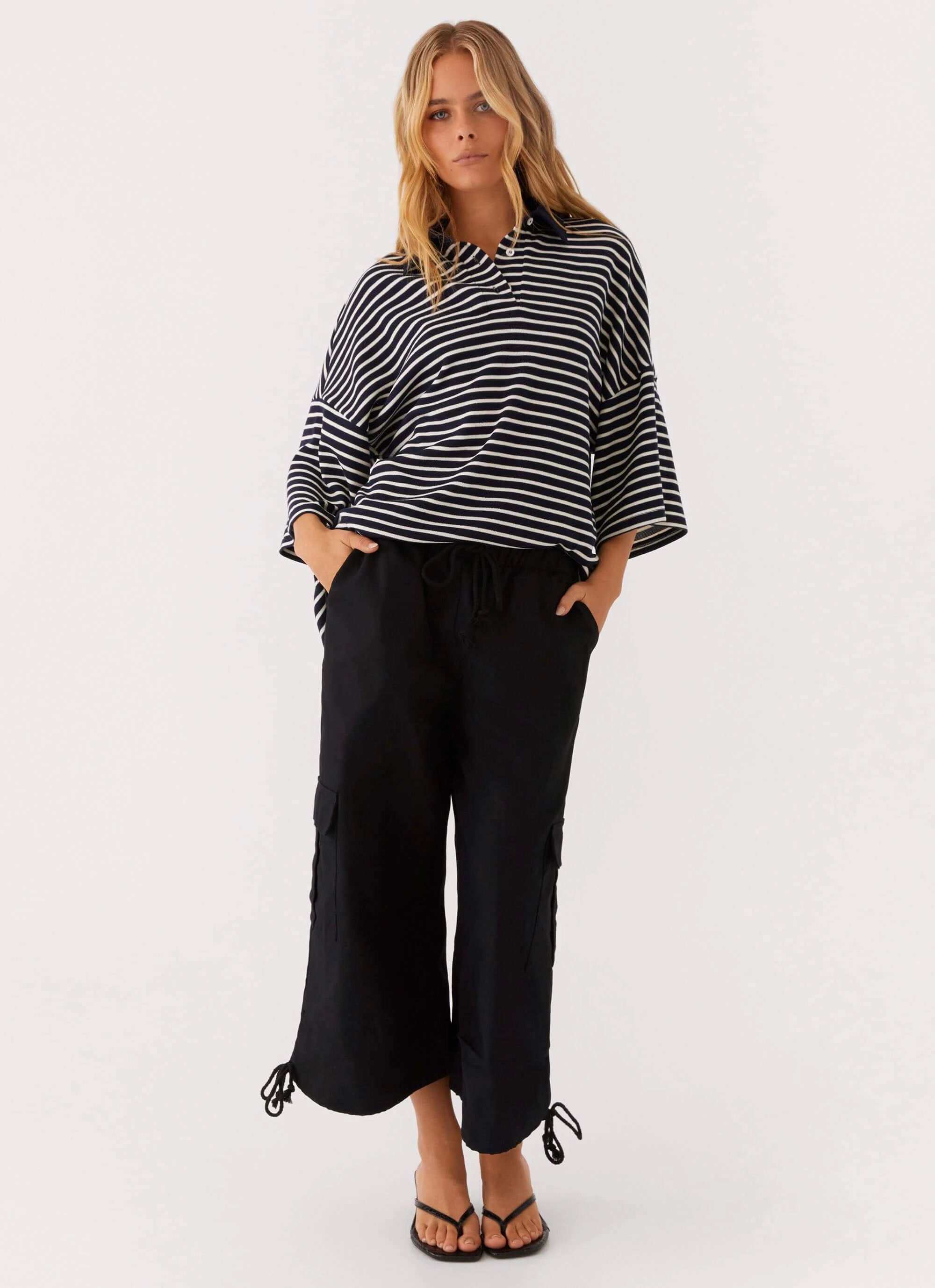 Quick Dry Performance Undefeated Oversized Polo Top - Stripe