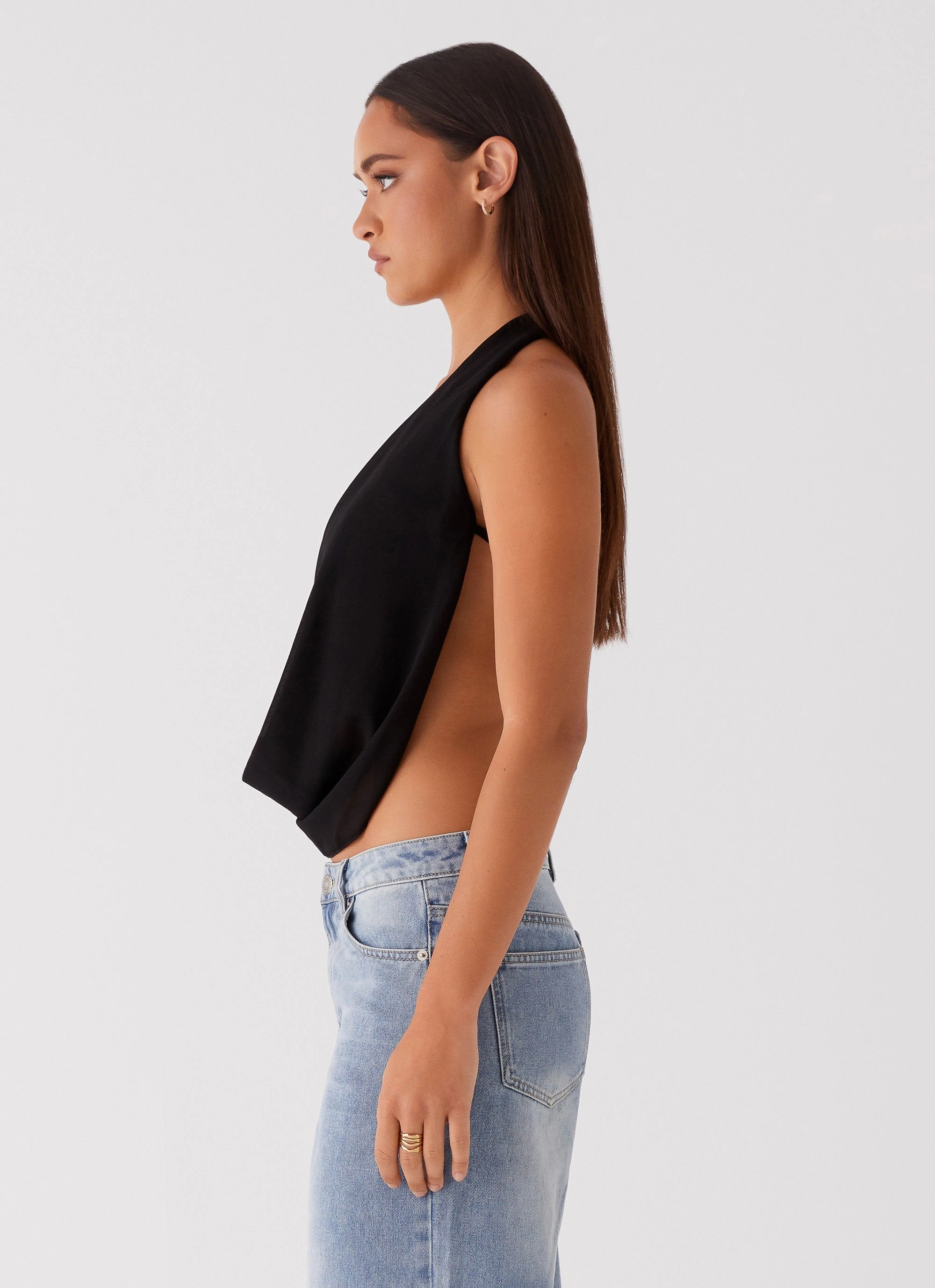 Elysia Chiffon Top - Black DurableDoubleLayeredHem
