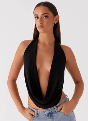 Reversible design Microfiber texture Elysia Chiffon Top - Black