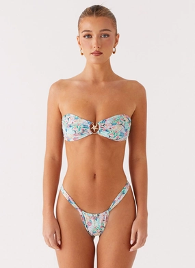 Wide Coverage Waistband video shoot venue Airlie Scrunch Bikini Bottoms - Santorini Floral