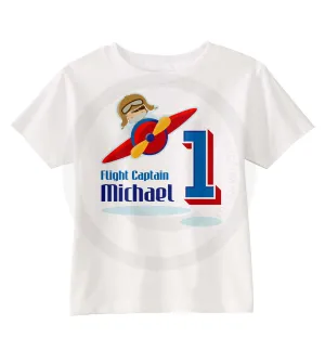 Airplane Pilot Birthday tee shirt for Boys with name and age, 1st Birthday gift 01182016a