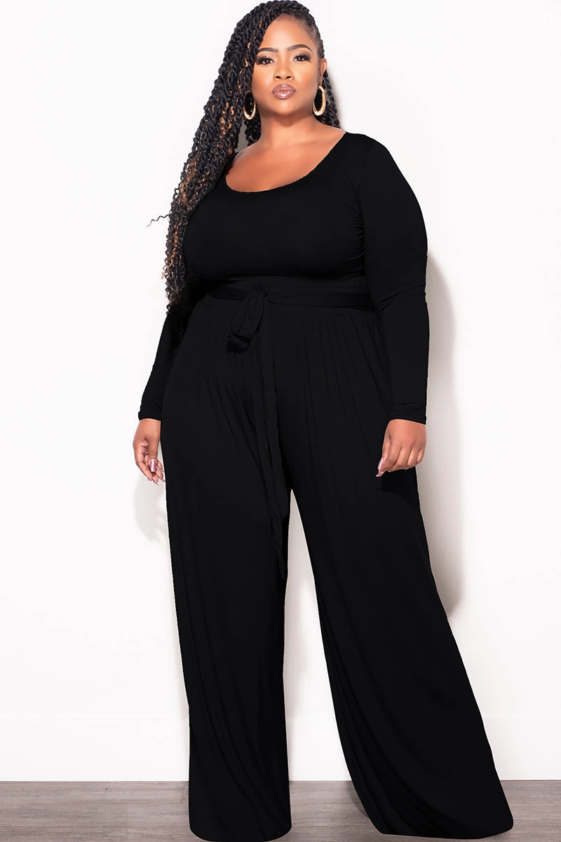 Adventure Ready High Waist Stretch Final Sale Plus Size 2pc Crop Top and Palazzo Pant Set in Black