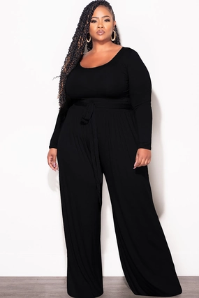 Adventure Ready High Waist Stretch Final Sale Plus Size 2pc Crop Top and Palazzo Pant Set in Black