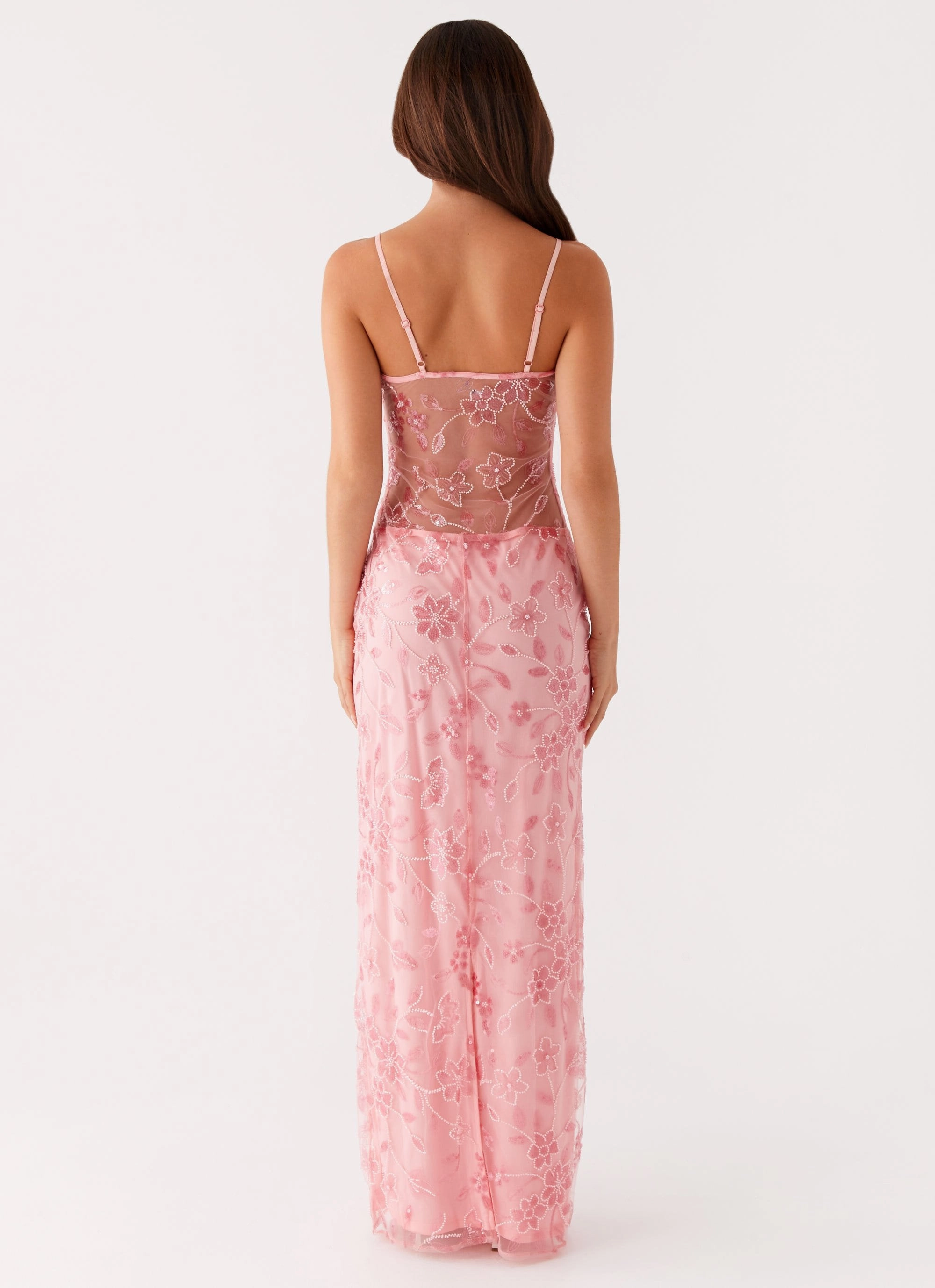 Akira Beaded Maxi Dress - Pink Orange Street-Style