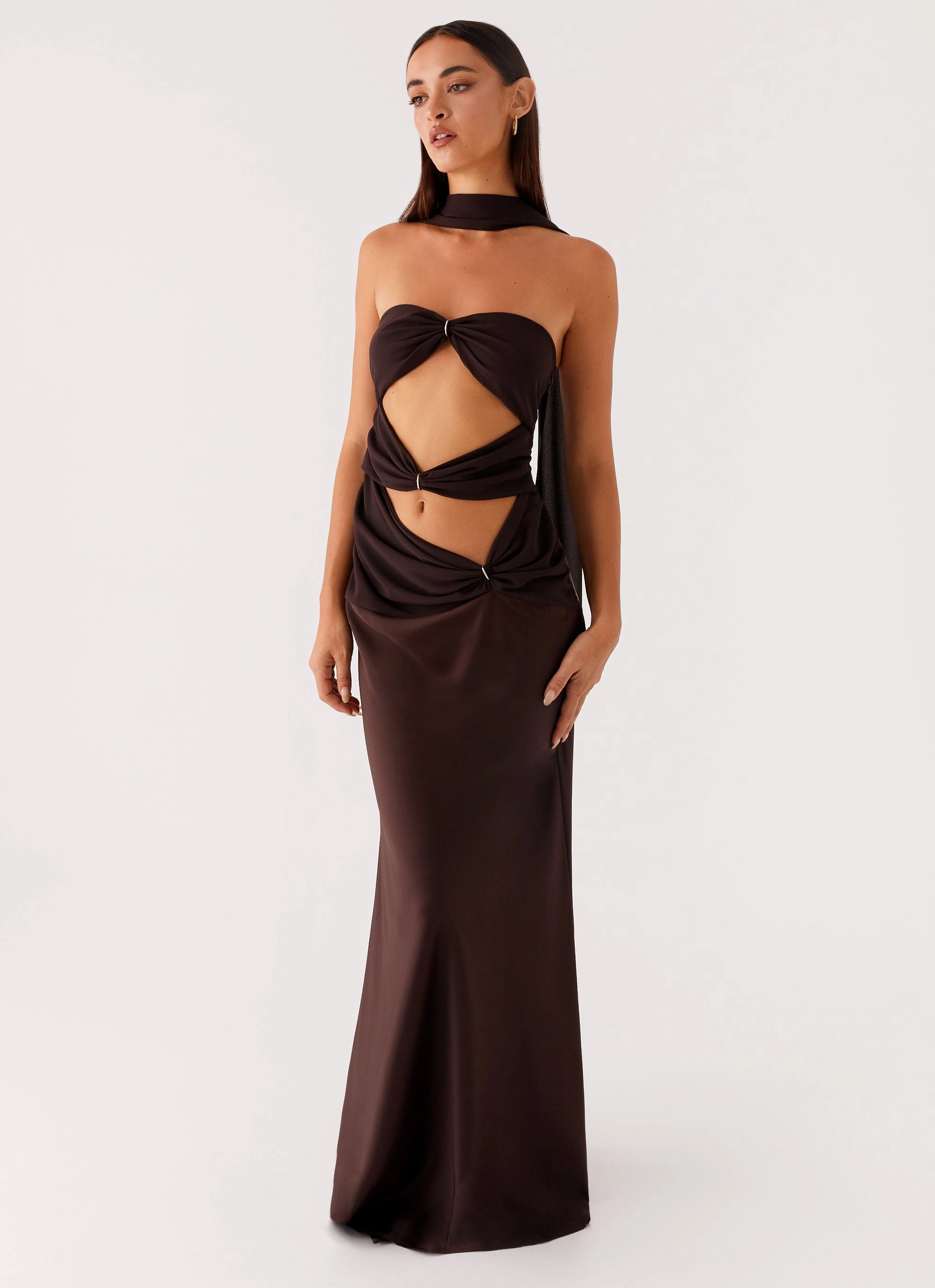 Soft Appeal Bright Appeal Alaine Scarf Maxi Dress - Dark Chocolate