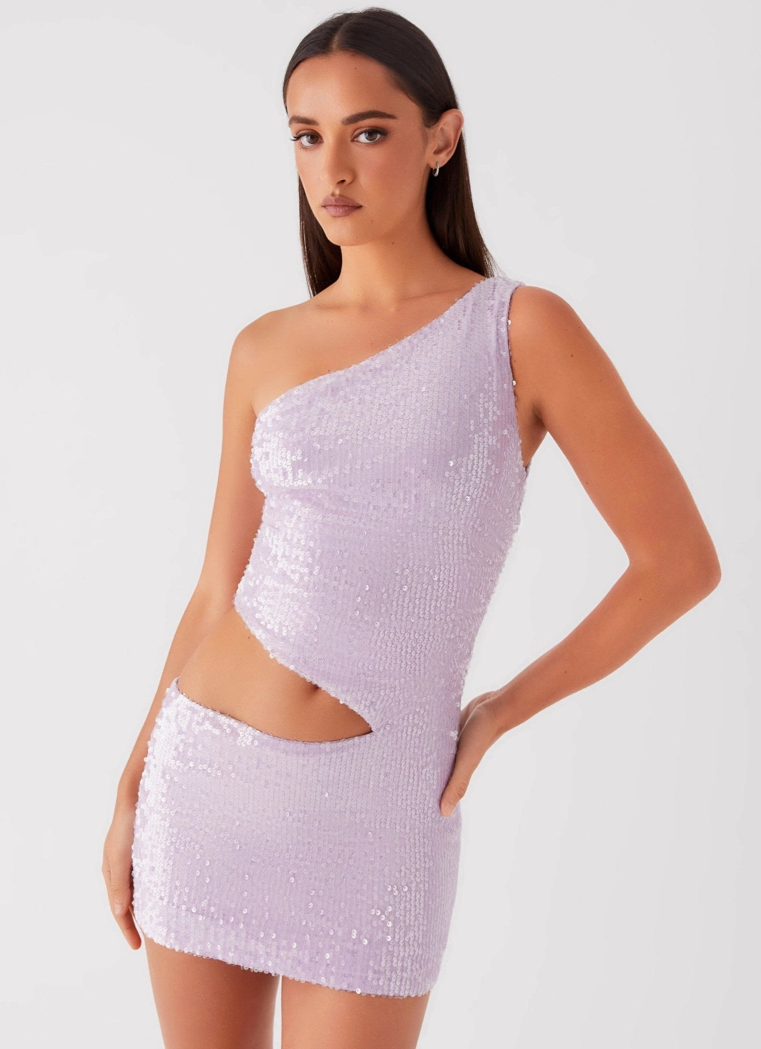 Alannah Sequin Mini Dress - Lilac Baby-Shower