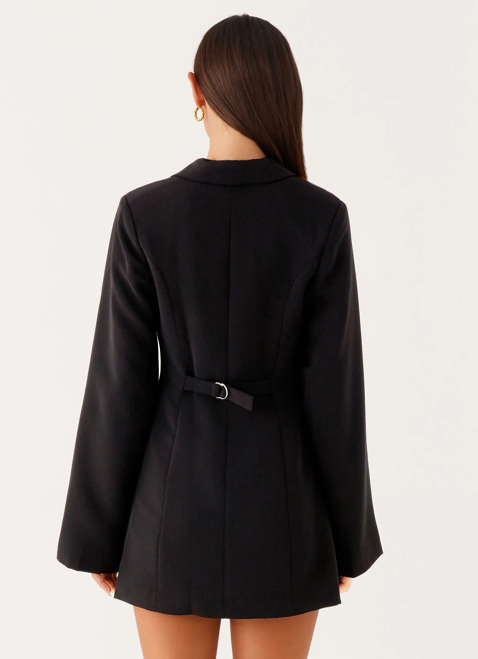 Versatile occasion dress Flap-Detail Albi Fitted Blazer Mini Dress - Black