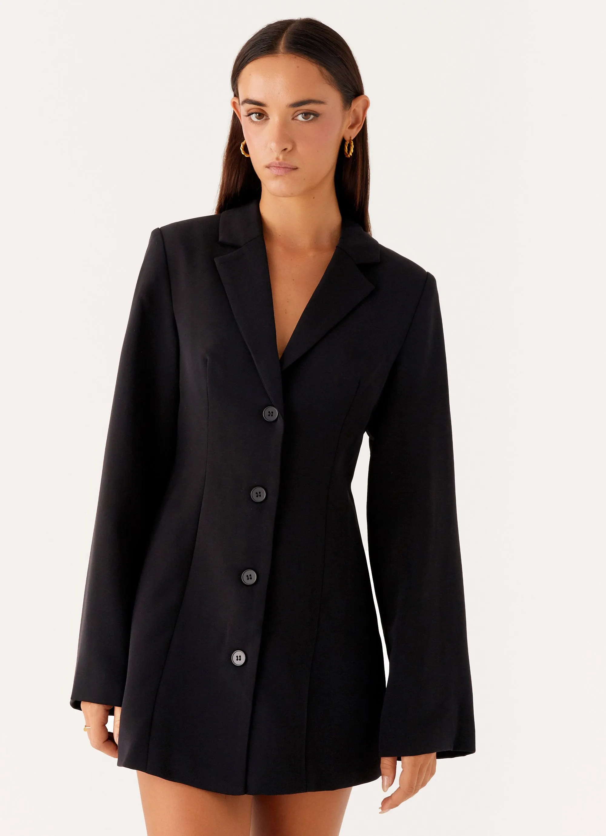 Fluid Fabric Day Fit Albi Fitted Blazer Mini Dress - Black