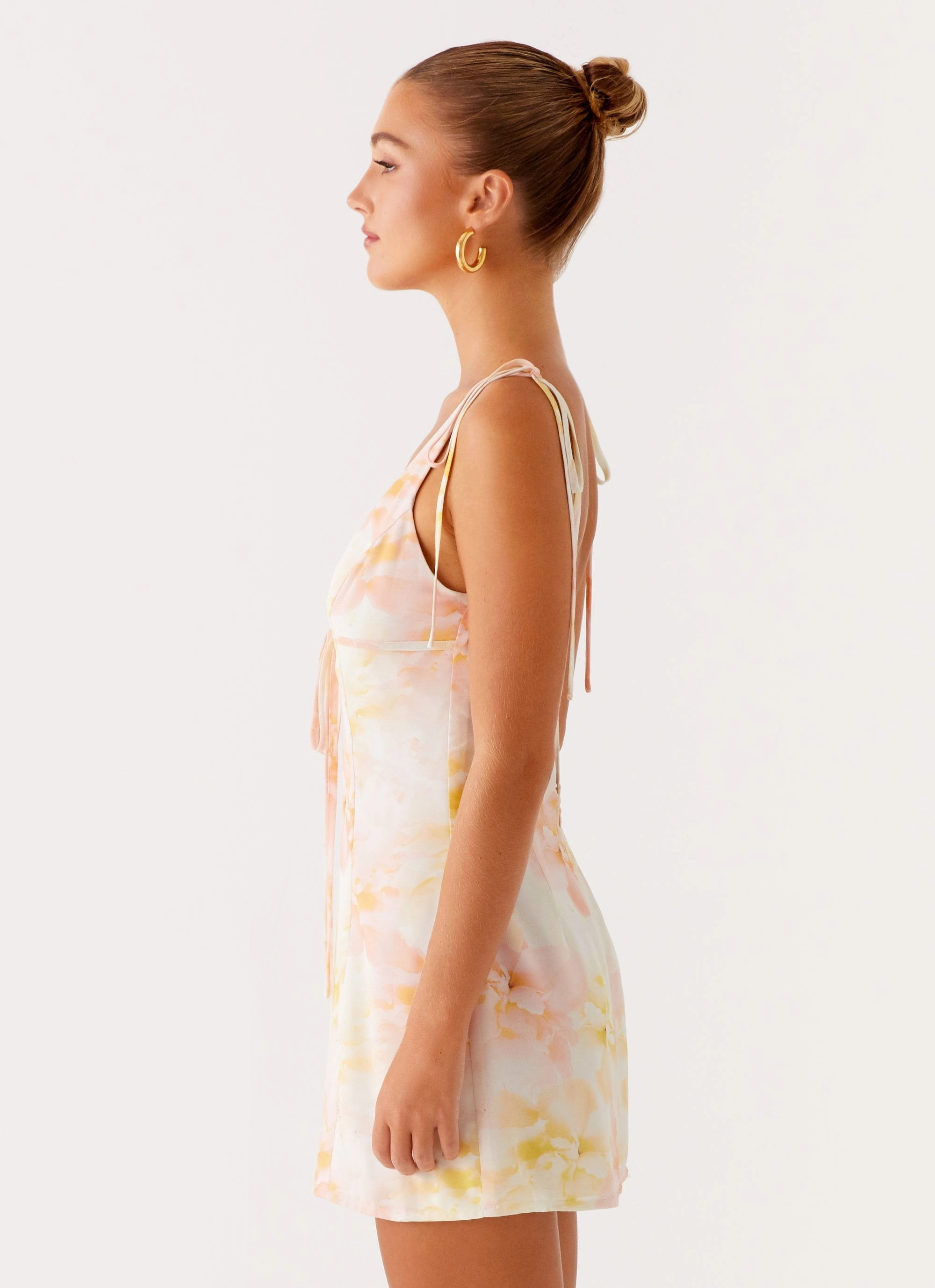 Alden Mini Dress - Floral Print Sleek Texture