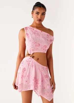 Casual Core Clean Structure Aletta Sequin Mini Dress - Pink