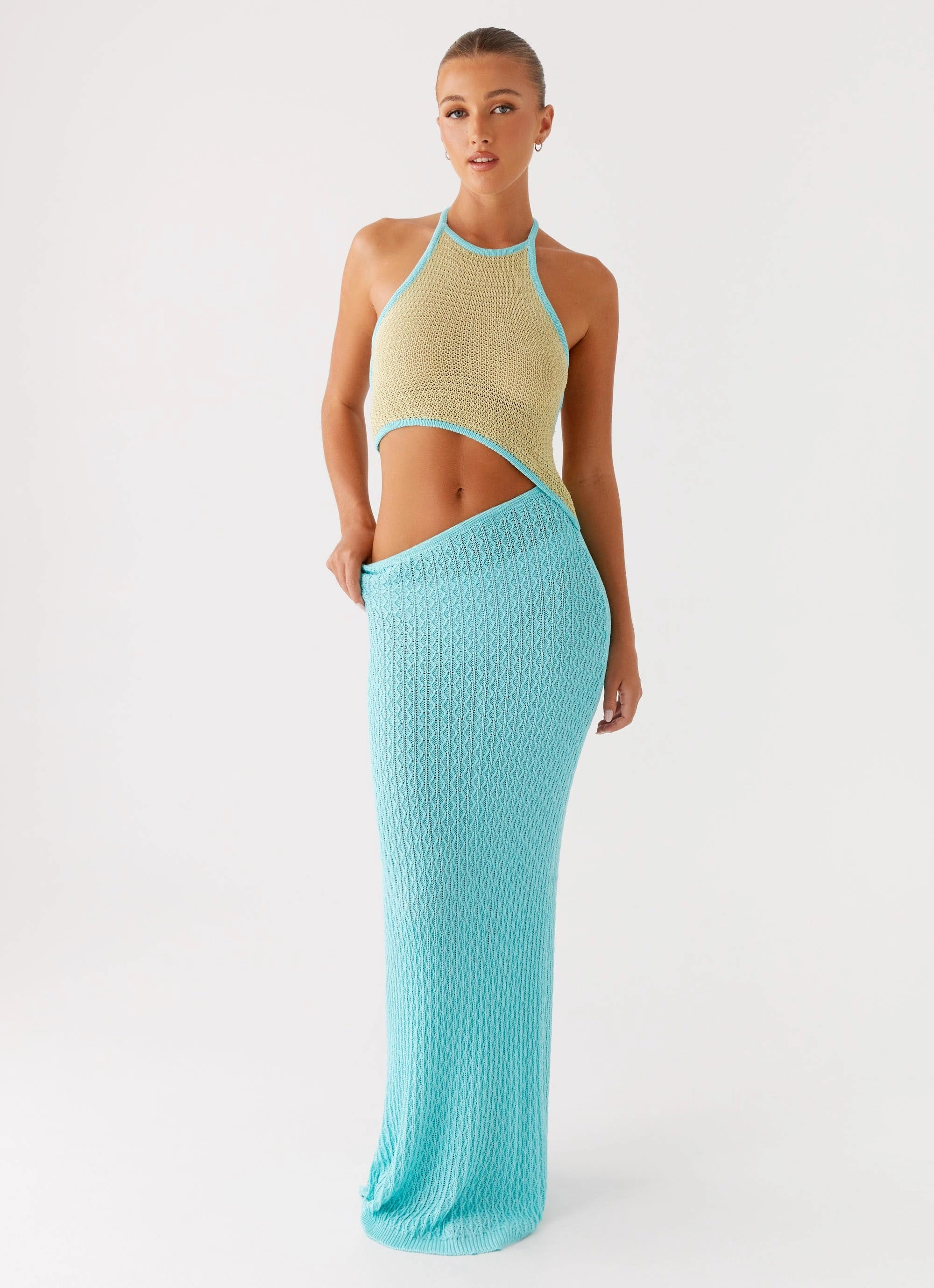 Alexia Knit Maxi Dress - Multi Contemporary Layer Warm Palette