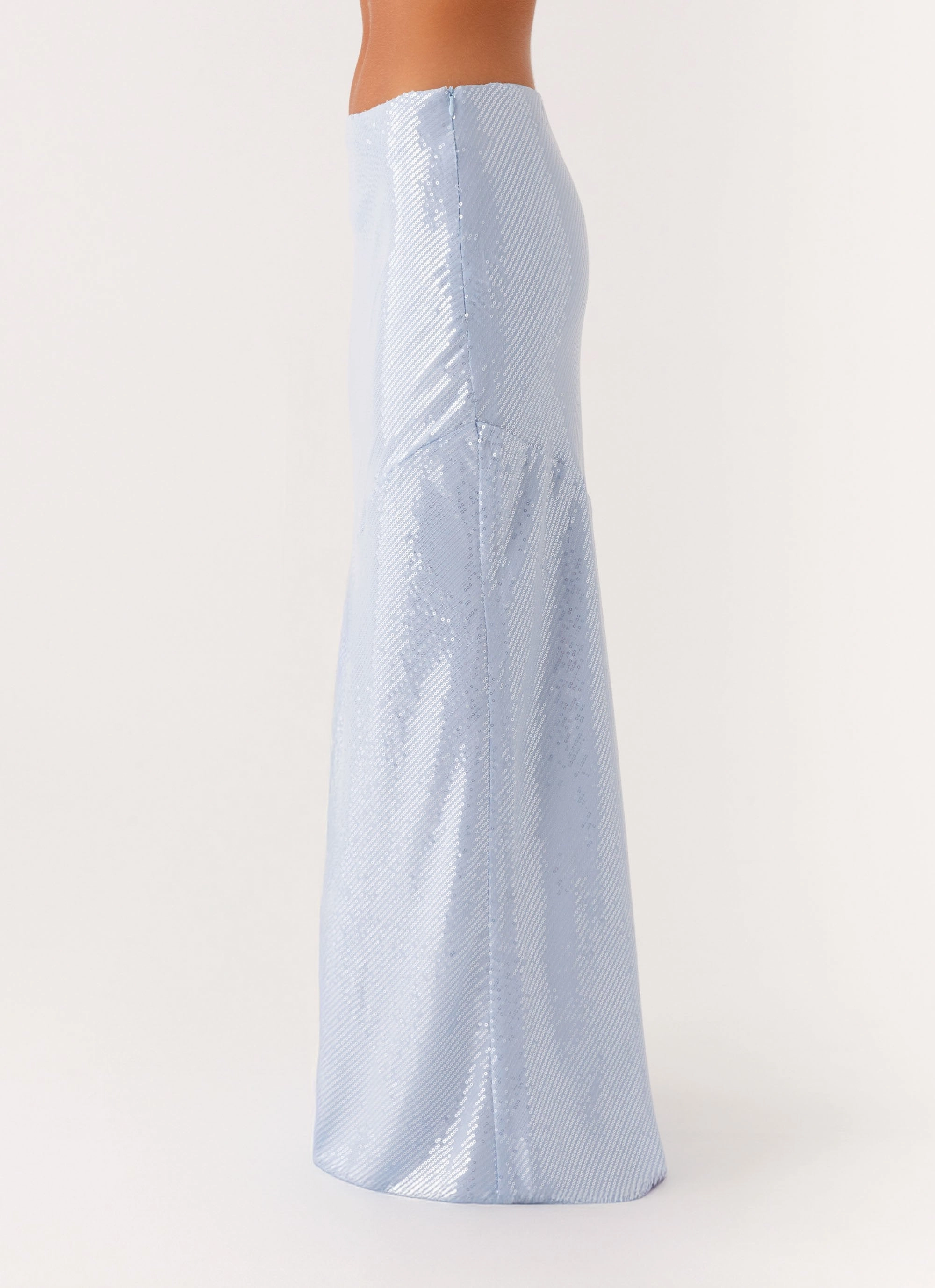 Multi Pocket Design Algorithm Sequin Maxi Skirt - Blue