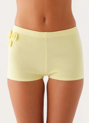 Aliah Knit Shorts - Yellow Flattering Comfort Wear Comfy Vibes