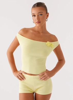 HighNeckline Aliah Knit Top - Yellow