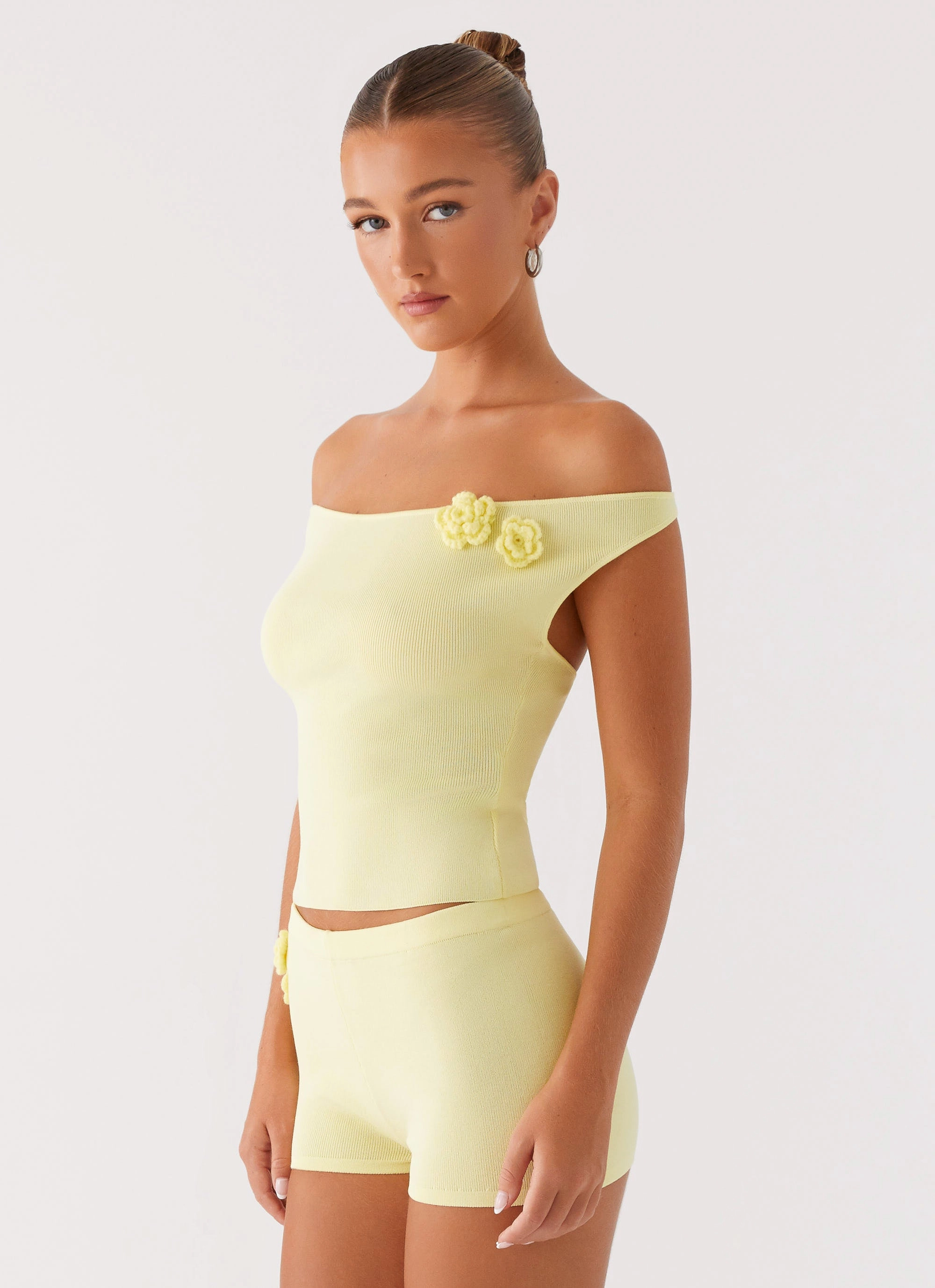 Aliah Knit Top - Yellow Anti Static Weave Technology