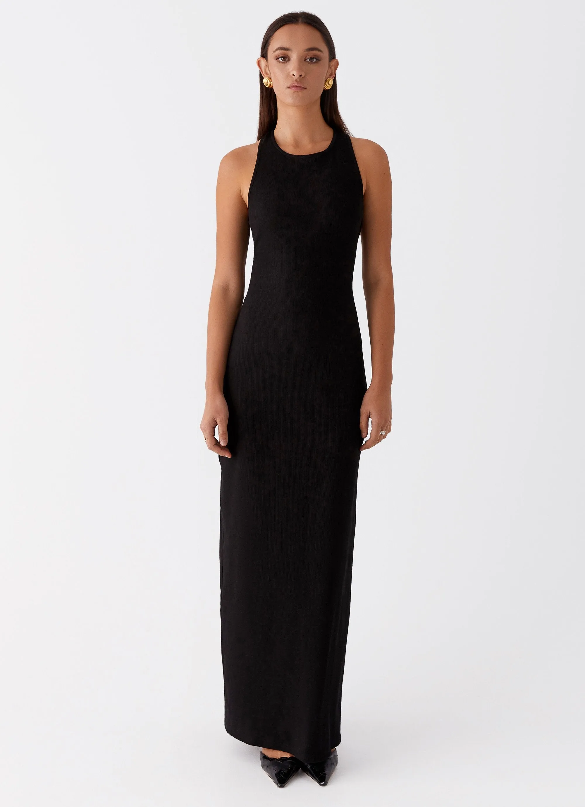 Urban Minimalism Alice Cut Out Maxi Dress - Black