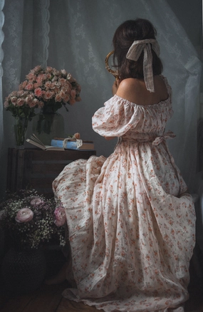 No Wrinkle Slim Comfort Alice 19 | Floral linen dress