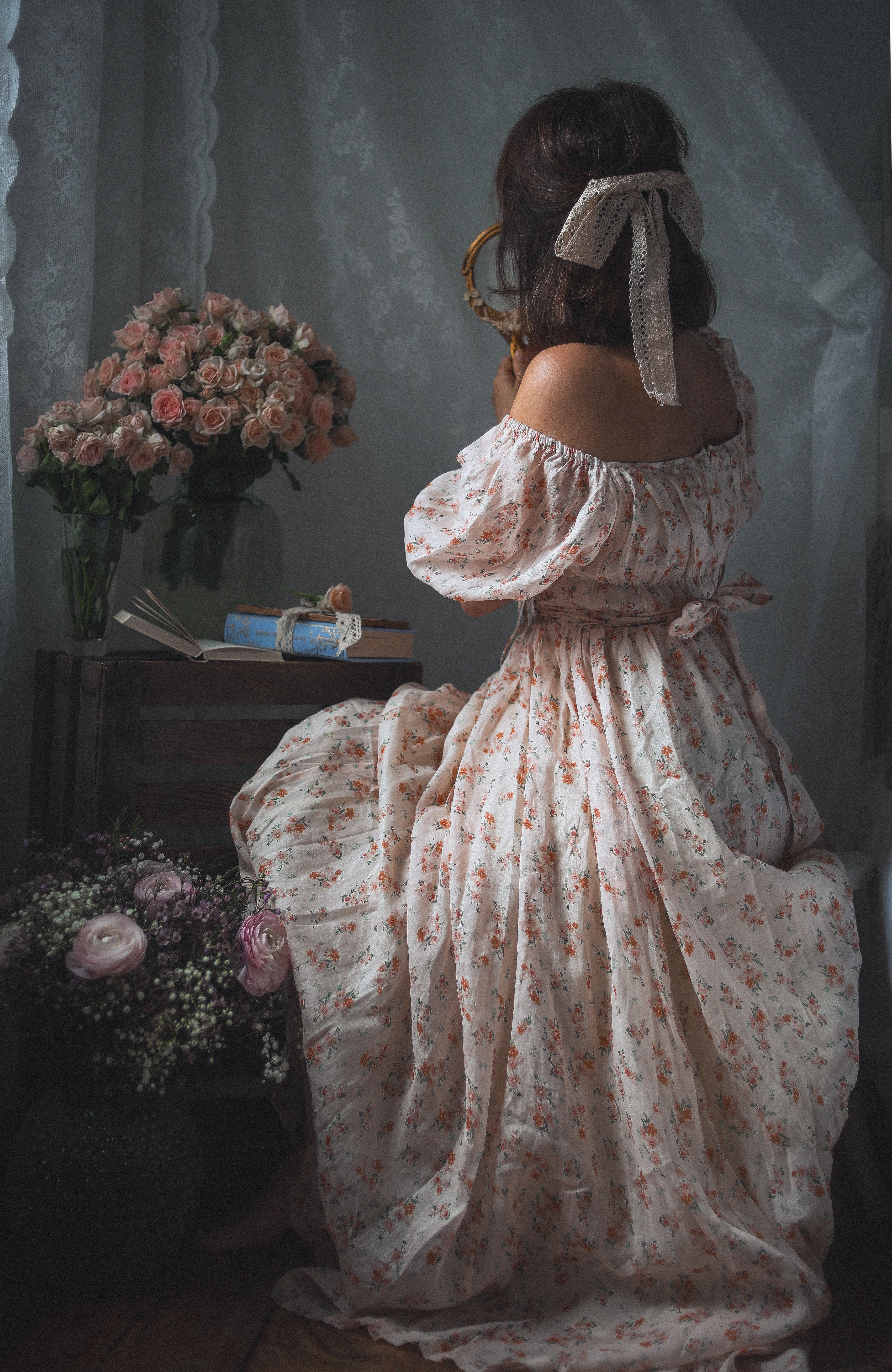No Wrinkle Slim Comfort Alice 19 | Floral linen dress