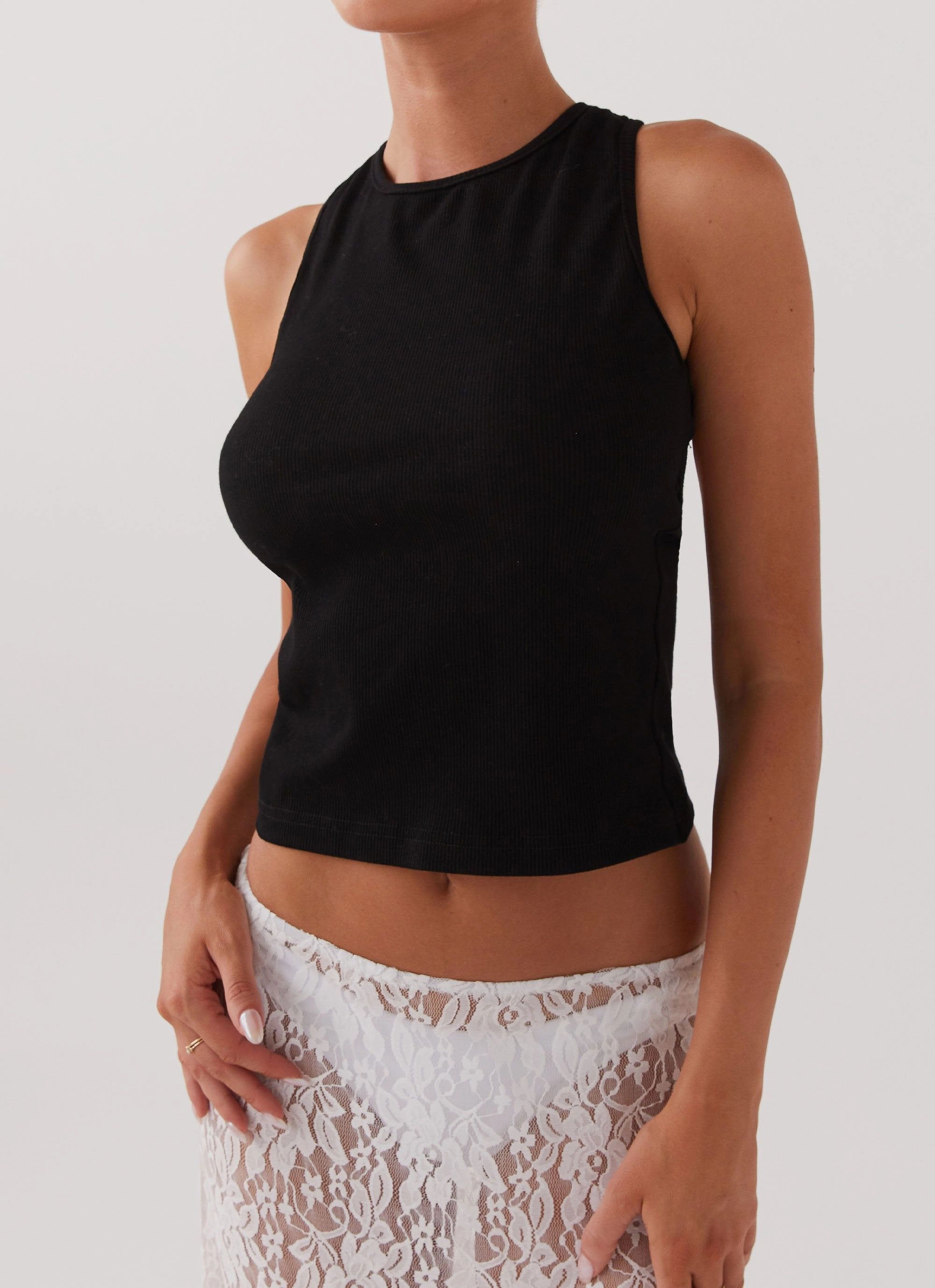 Alice Cut Out Tank Top - Black LowMaintenanceMaterial