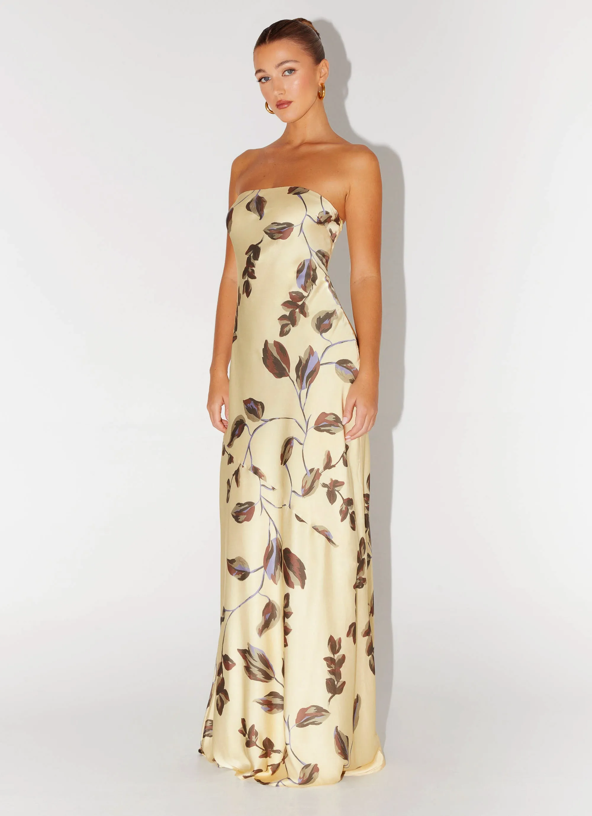 Alisa Strapless Maxi Dress - Buttercream Bliss Modern Form Cool Draping