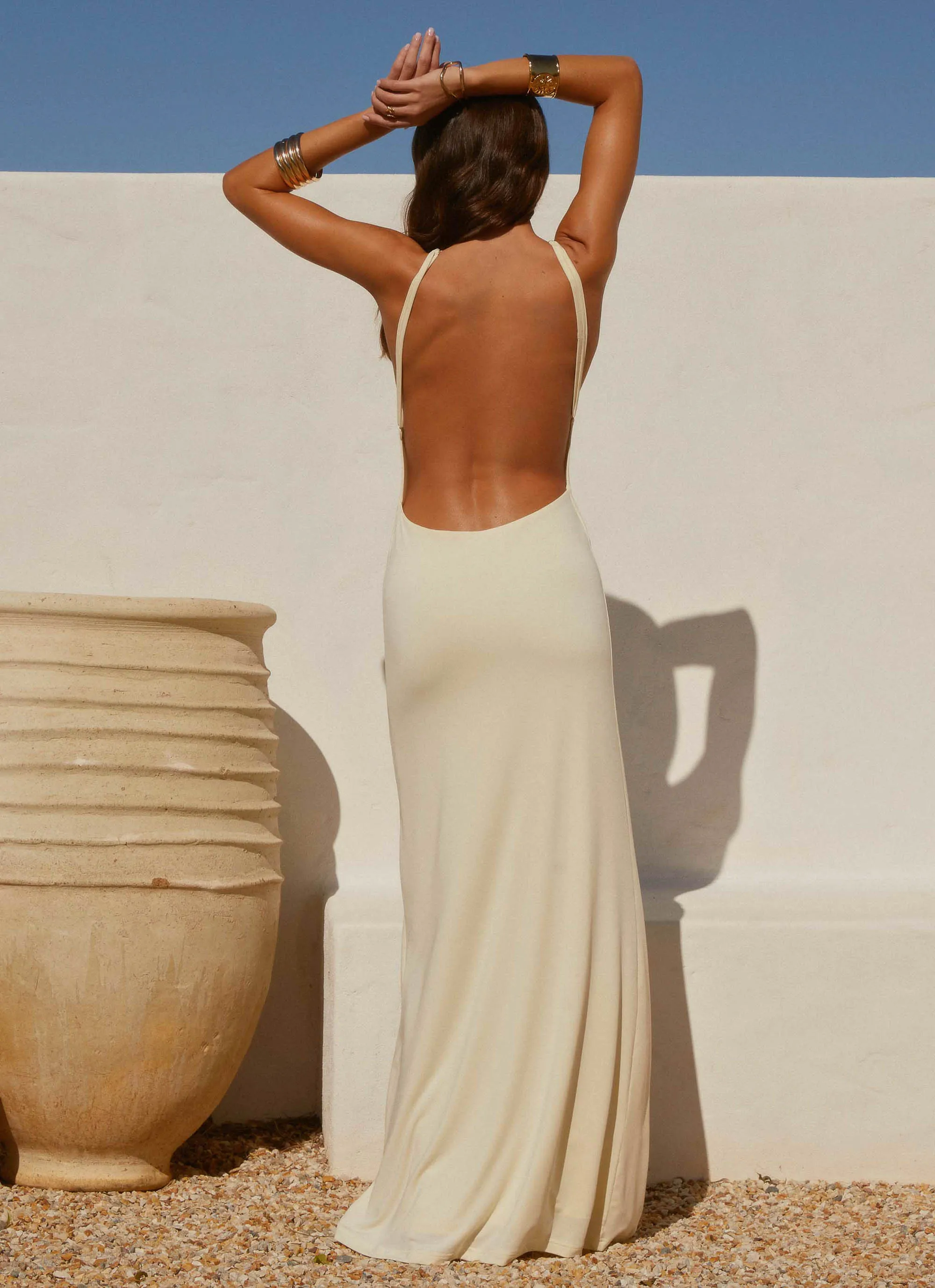 Chic Comfort Mistlight Cowl Maxi Dress - Yellow
