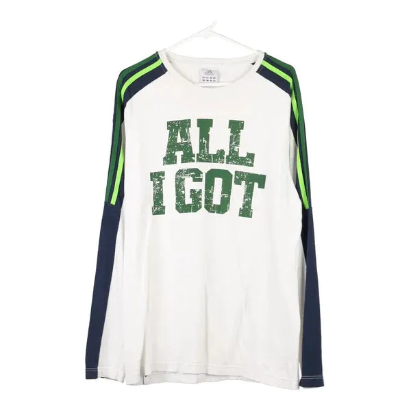 All I Got Adidas Long Sleeve T-Shirt - Medium White Cotton