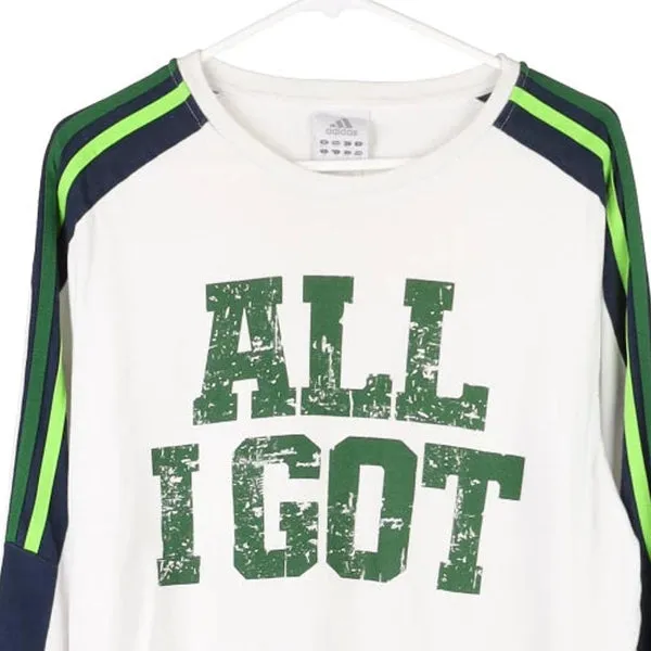 All I Got Adidas Long Sleeve T-Shirt - Medium White Cotton