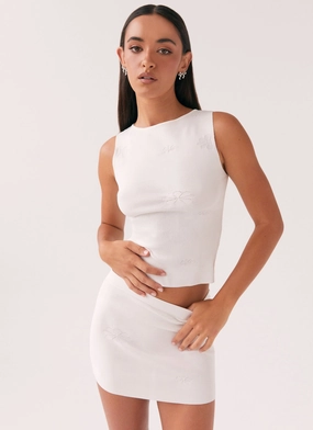 Holly Knit Mini Skirt - White Non-Binding Fit Perfect Look