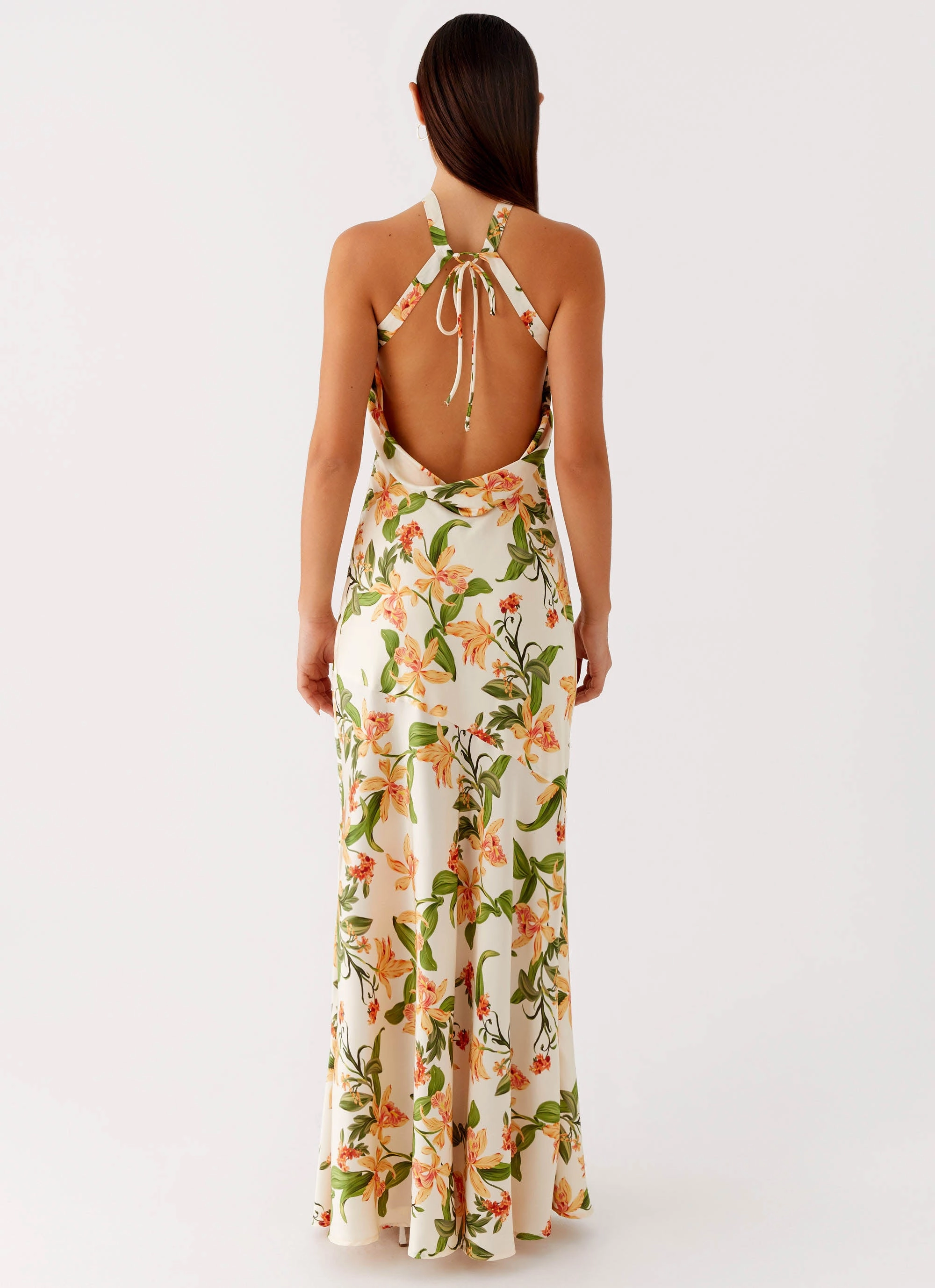 Sophisticated Edge Damali Satin Maxi Dress - Floral Print