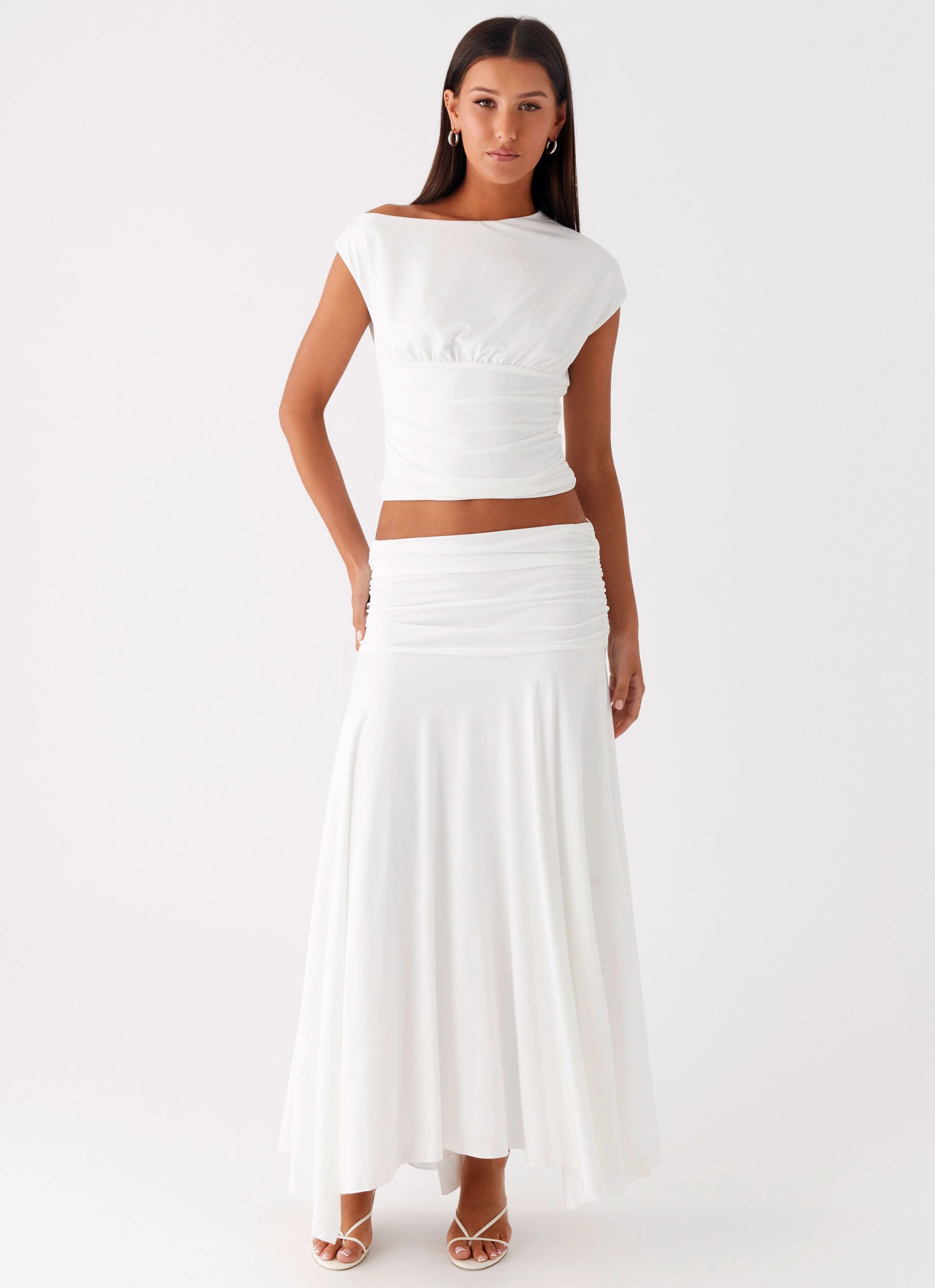 Thermal Regulation System Seamless Construction Design Liana Asymmetrical Top - White