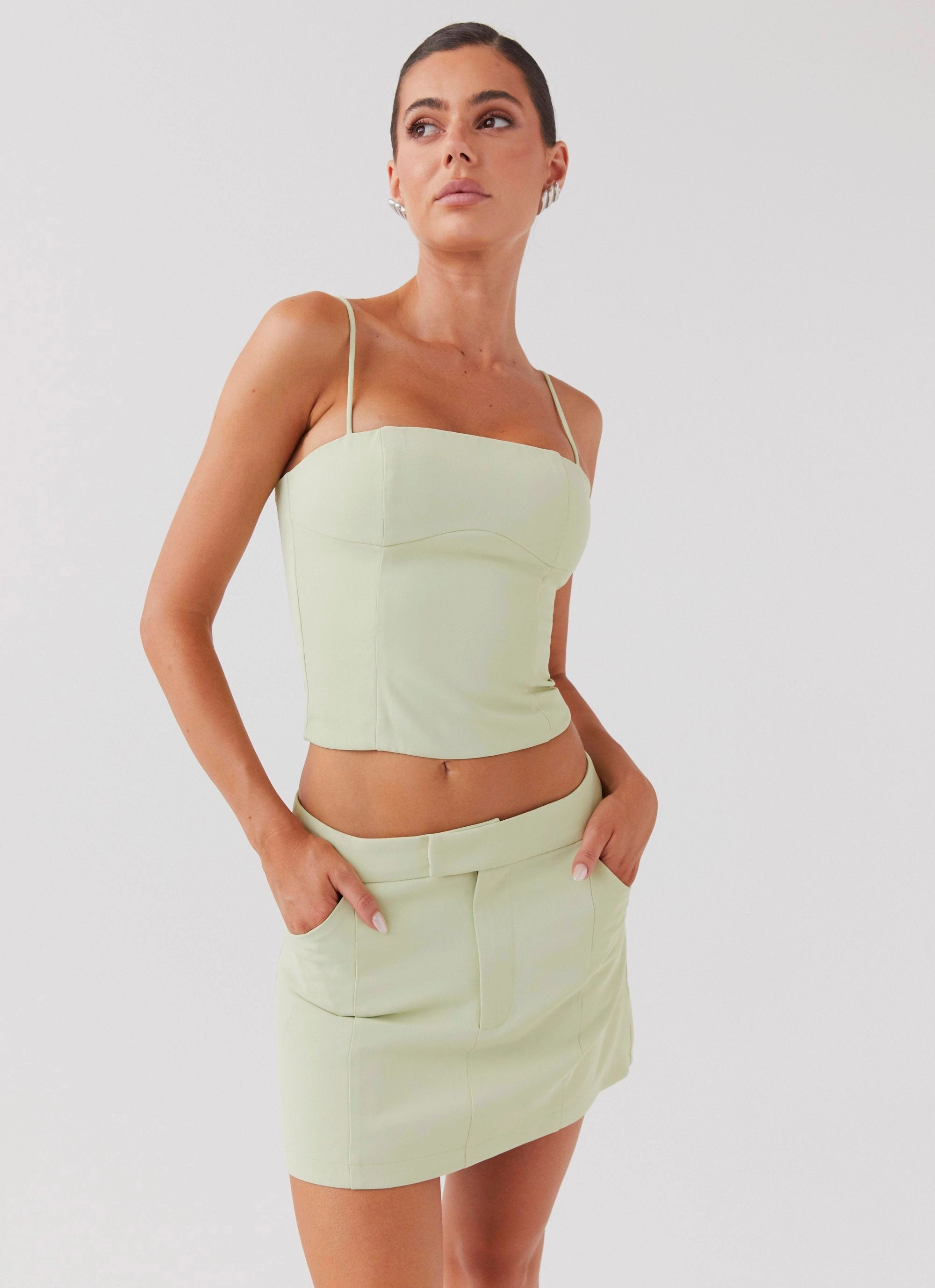 Weekend Comfort Eliana Suit Mini Skirt - Green Zest