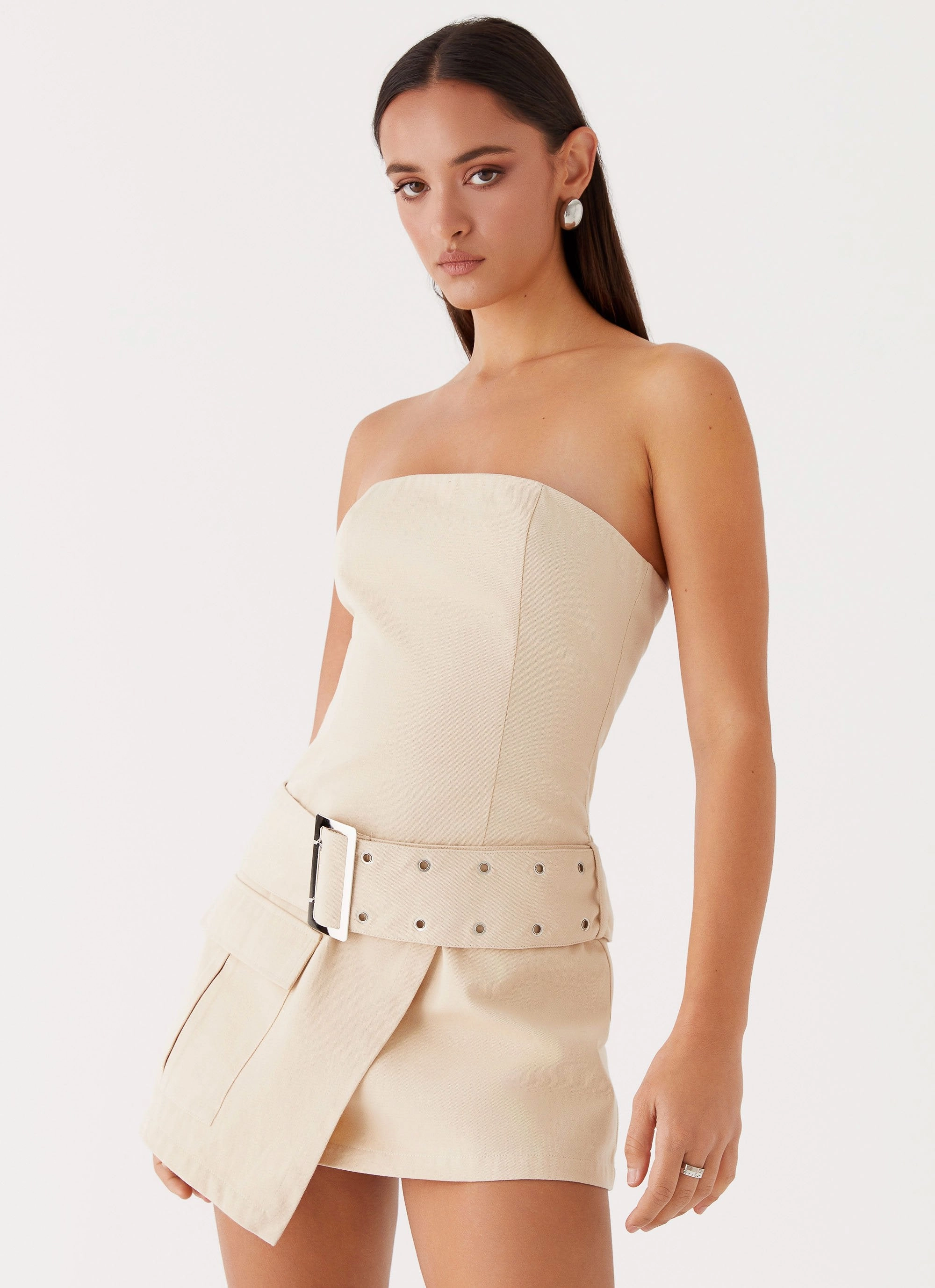 All For You Strapless Mini Dress - Ivory Bless Glow