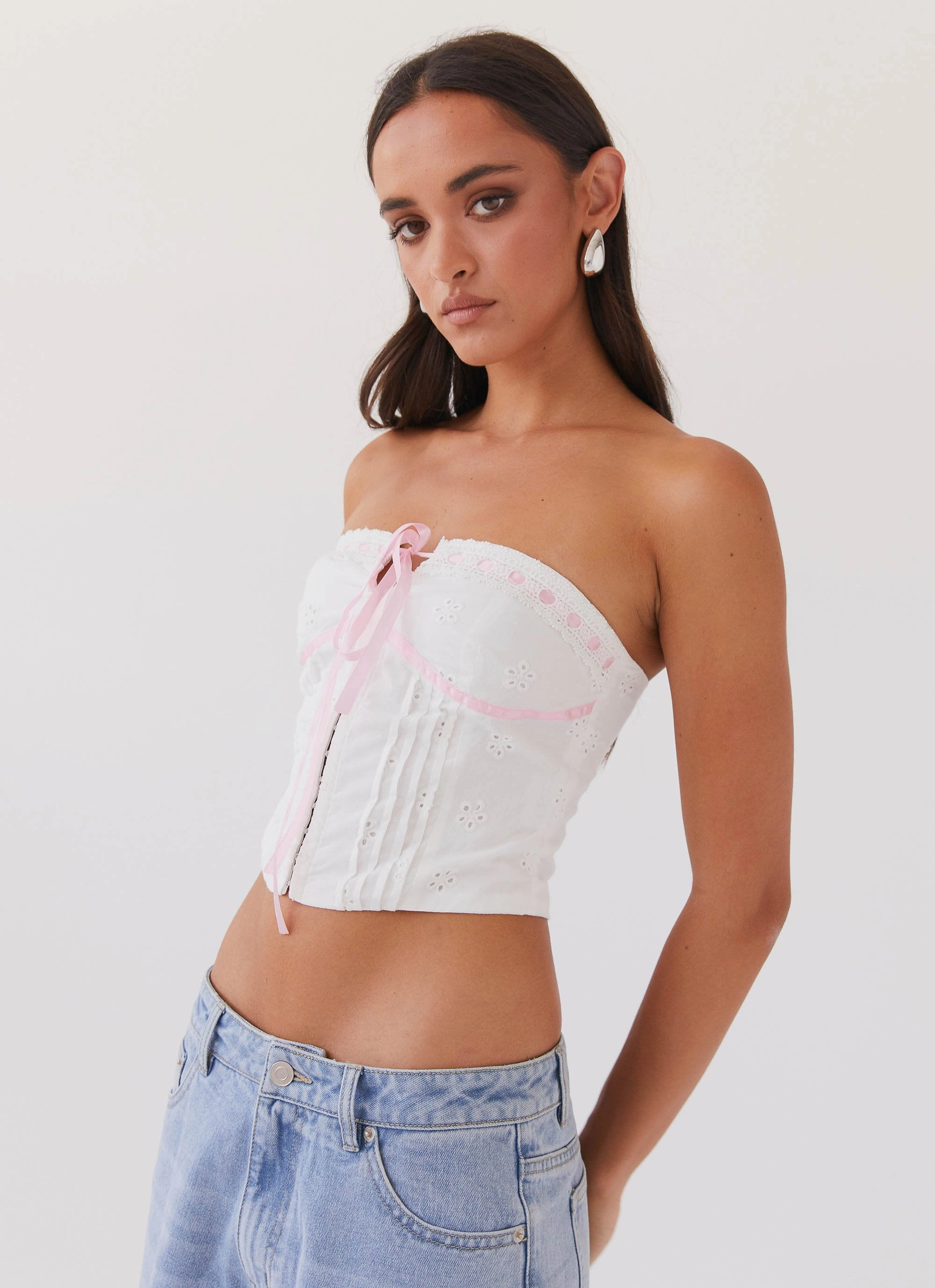 Fashionable Style All My Affection Bustier Top - Pink Ribbon